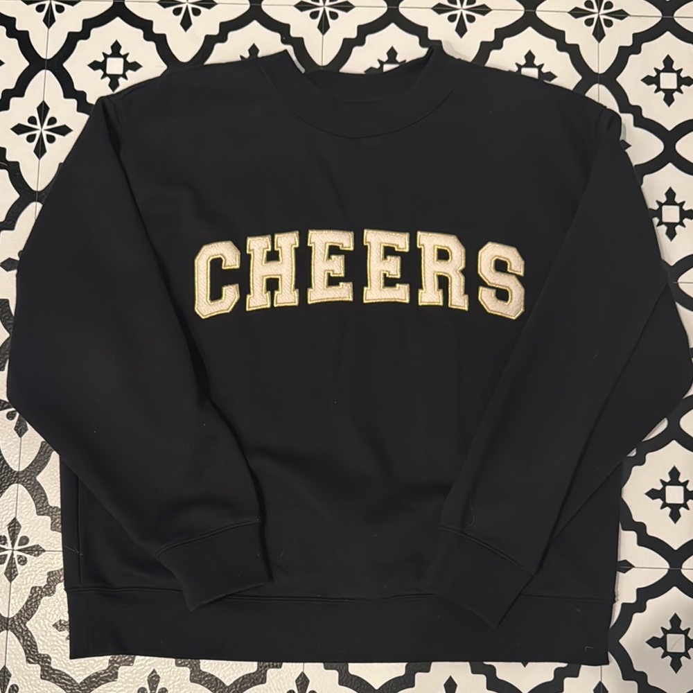 Universal Thread Black Crew Neck Sweater with Gold Lettering